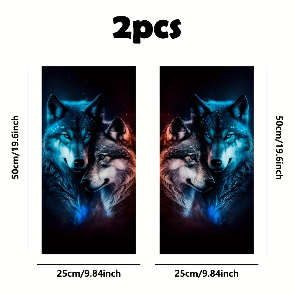 Wolf B-Säulen Aufkleber Set (2 Stück) | Selbstklebender Schutz & Design | 50x25 Cm