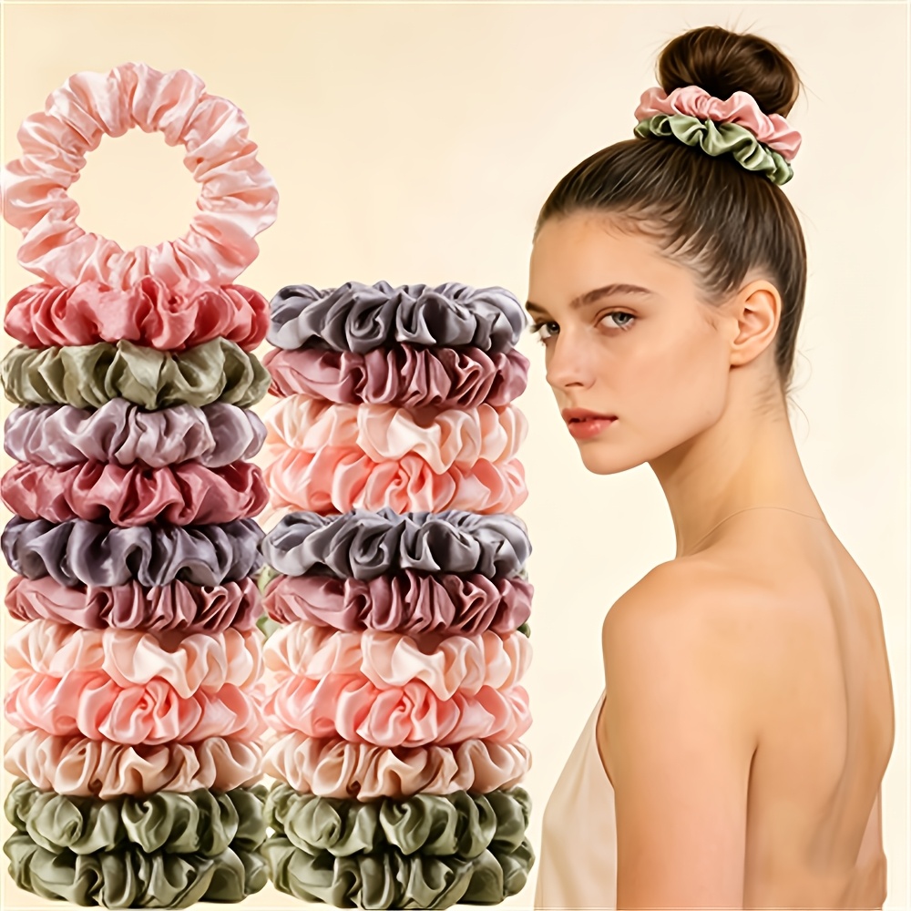 TEMU 22pcs Easy Solid Color Small Hair Ring High Elastic Durable High And Low Ball Head Coil Hair Rope Hair Additions, Random Colors