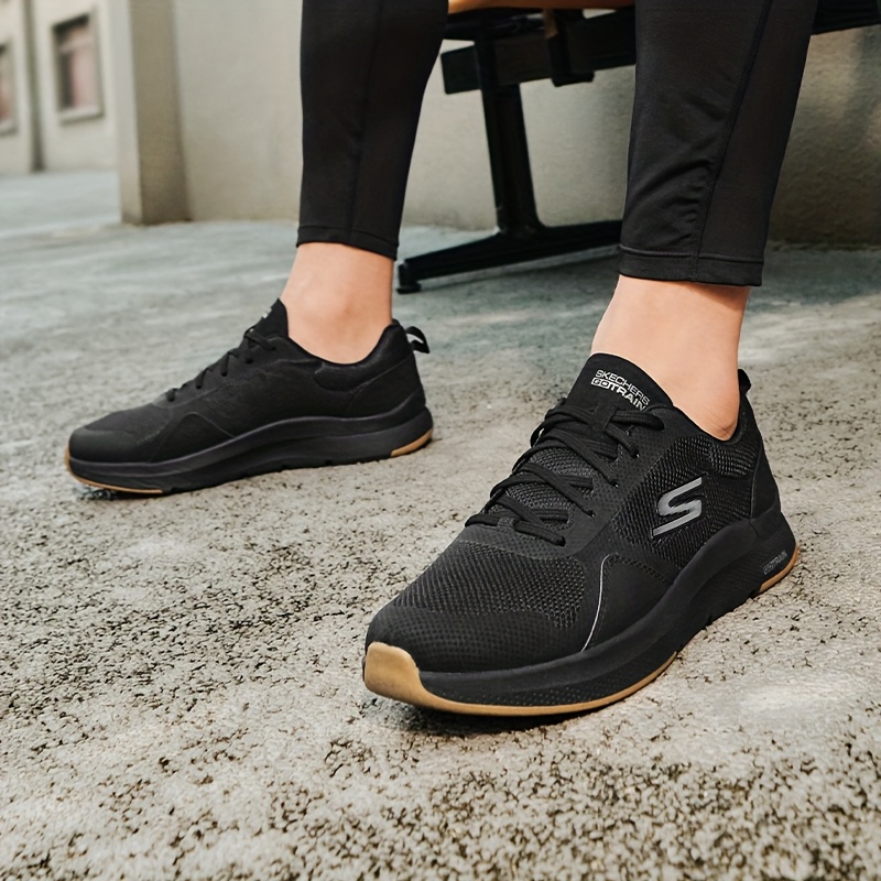 Skechers Men'S Running Shoes Black Mesh Breathable Sports Shoes Fashionable Lightweight Anti-Slip Casual Shoes Net 220161-BB