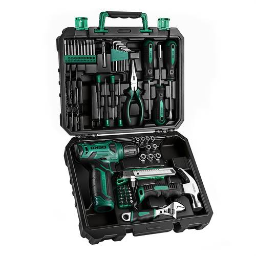 128pcs household tool kit set with 8v cordless drill driver 1 5ah rechargeable battery portable power tools set all in one hand toolbox for home maintenance easter gift
