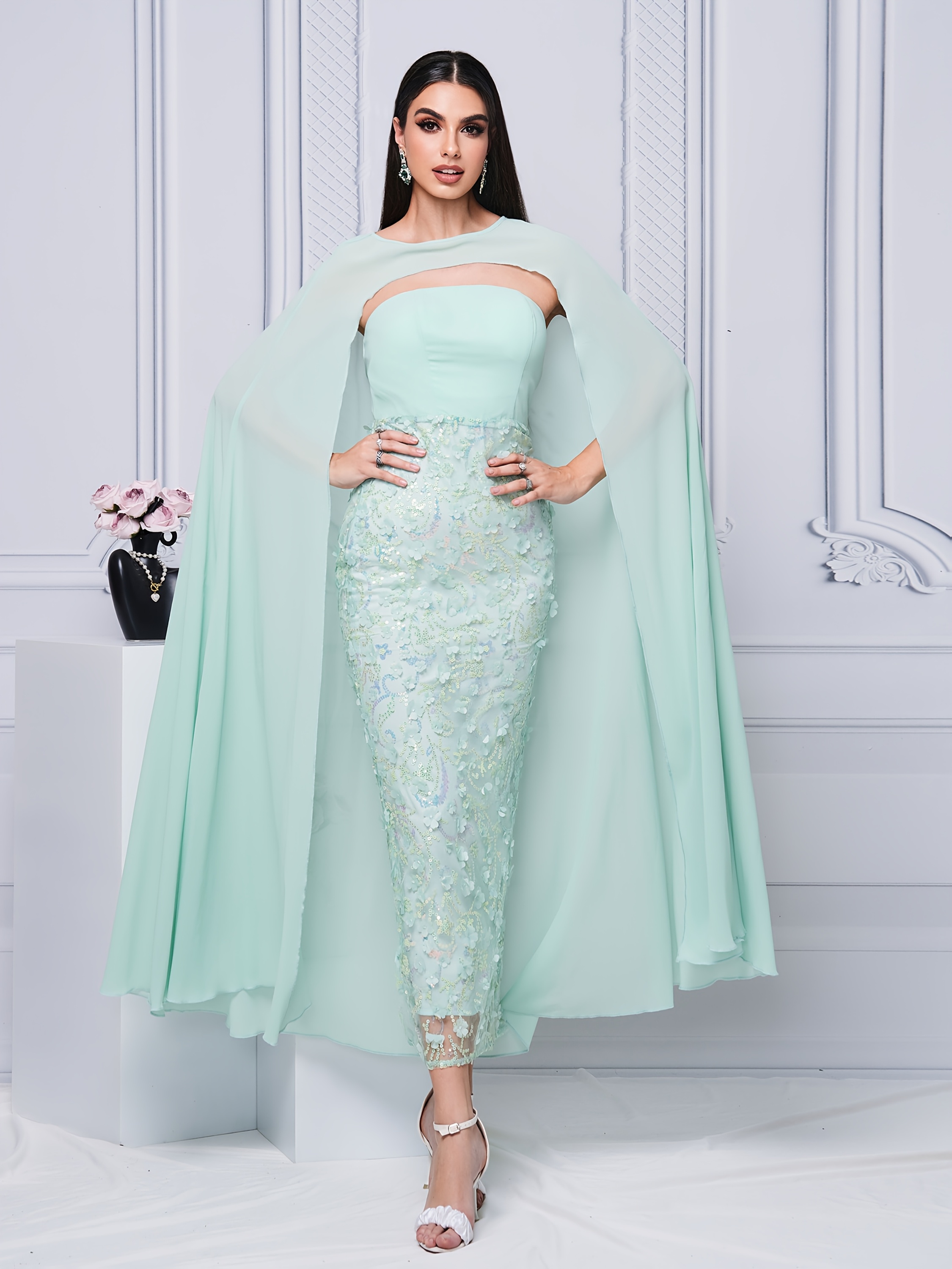 dress with cape sold on Temu United States