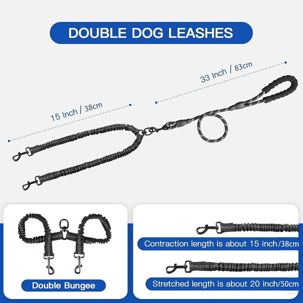 Dual Dog Leash, 360° Rotating Tangle-Free Design