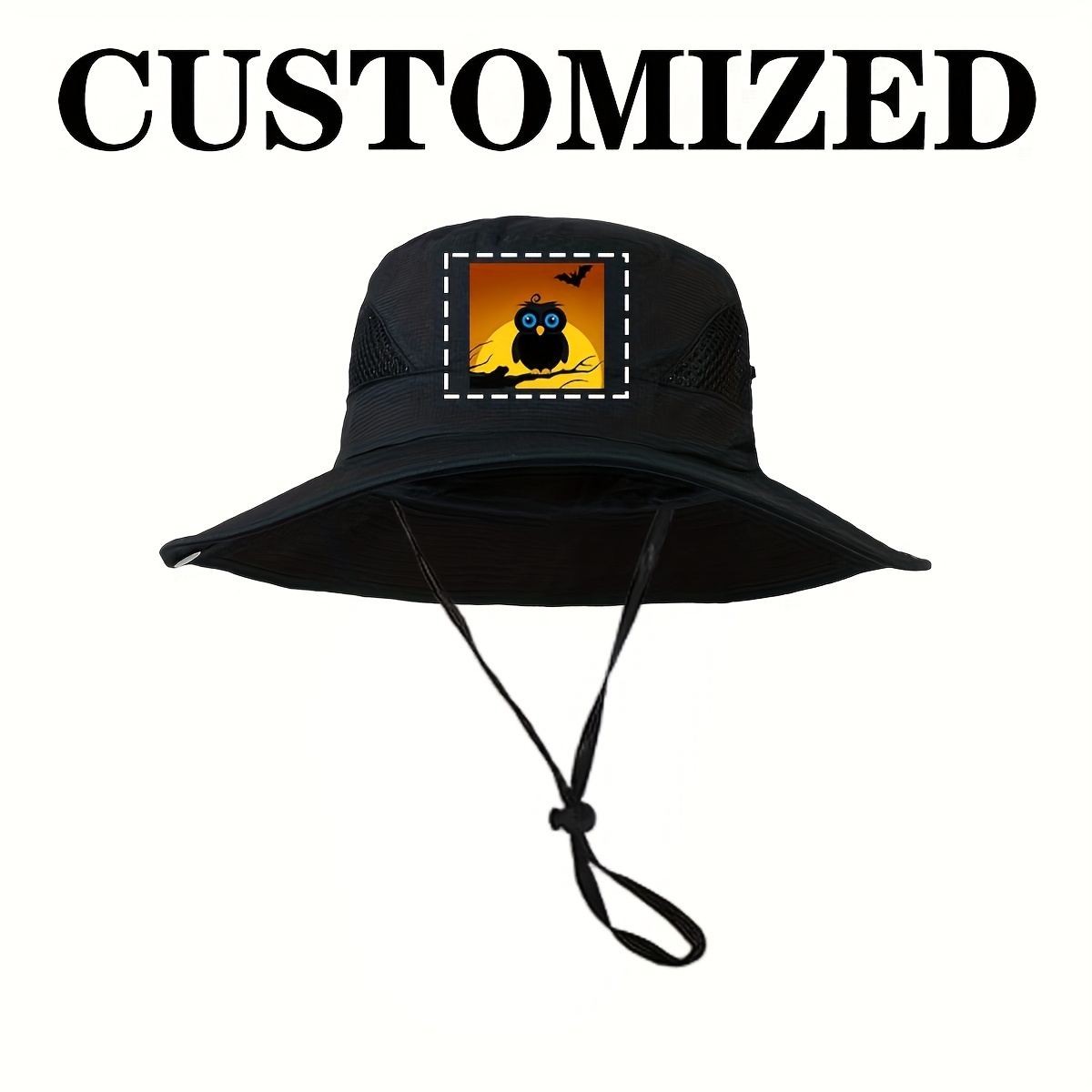 TEMU Customizable Pictures Or Logos, 1pc Unisex Sun Hat With Logo Stickers - Wide Brim, Breathable Outdoor Hiking Hat Suitable For Men And Women,