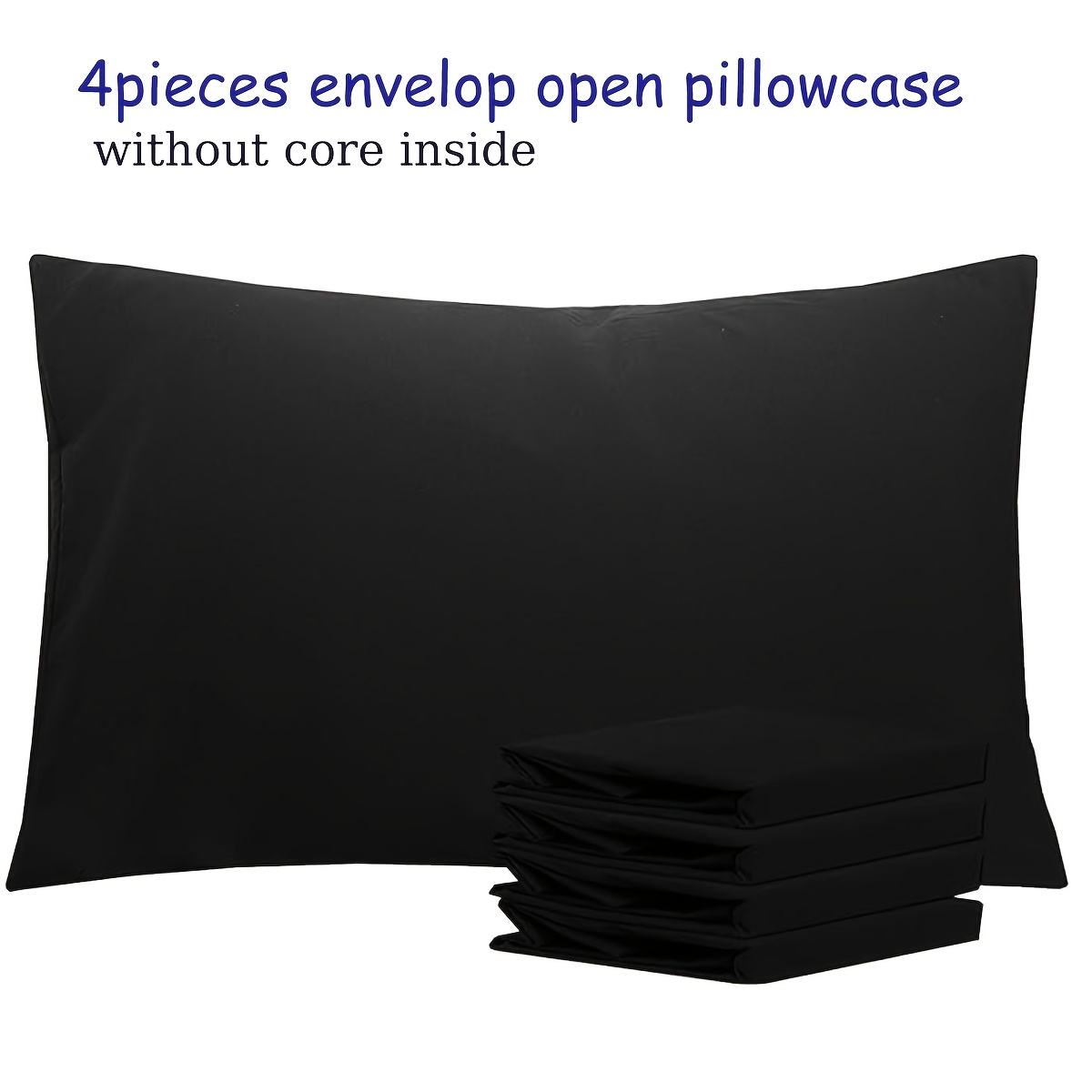 TEMU 4 Pack Brushed Microfiber Pillowcases - Soft, Wrinkle-free, Fade-resistant, White Pillowcases With Envelope Closure