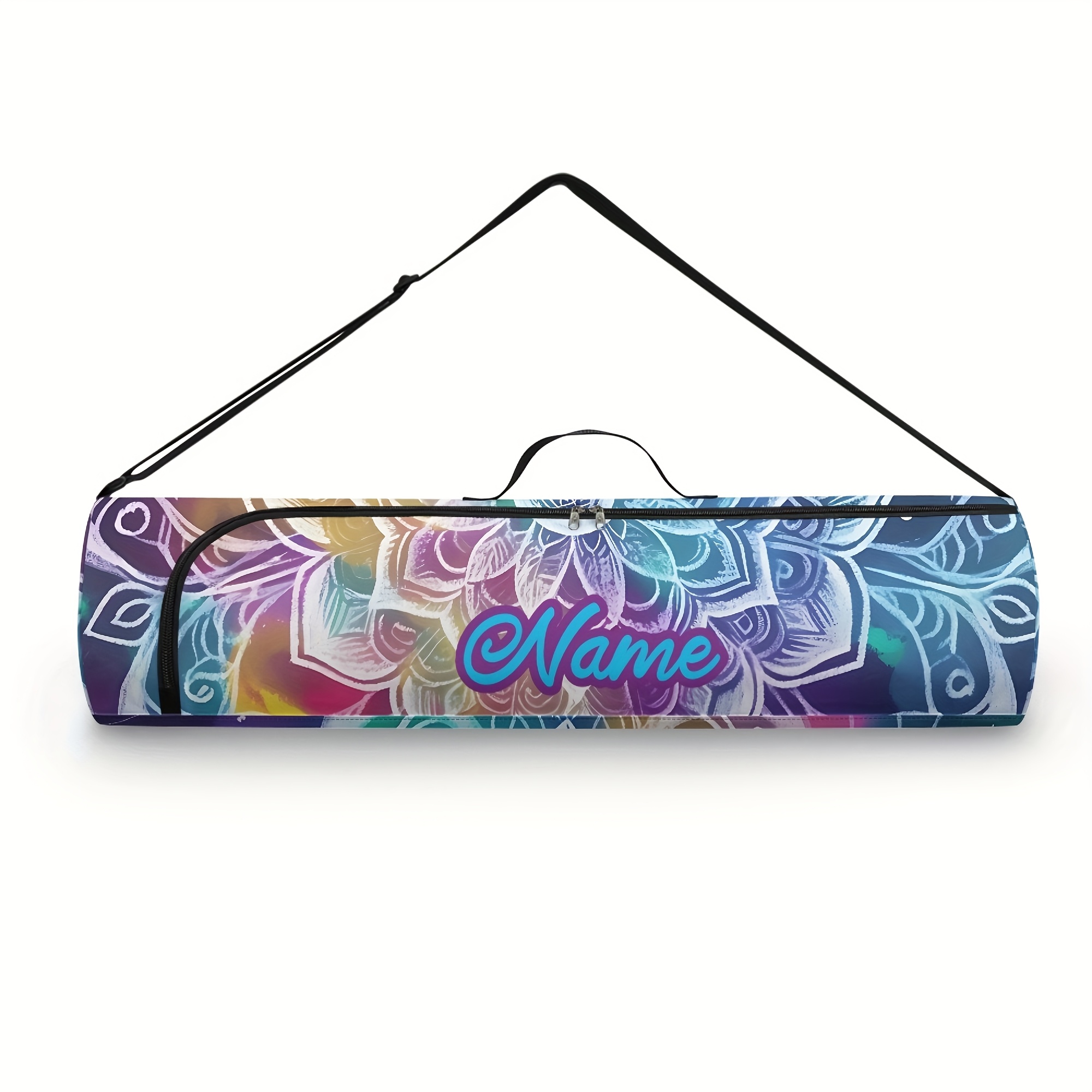 TEMU Bolsa Vintage para Tapete de Yoga con Diseño de Mandala Floral para Mujer, Personalizable con (Tapete de Yoga No Incluido). Cierre de Cremallera