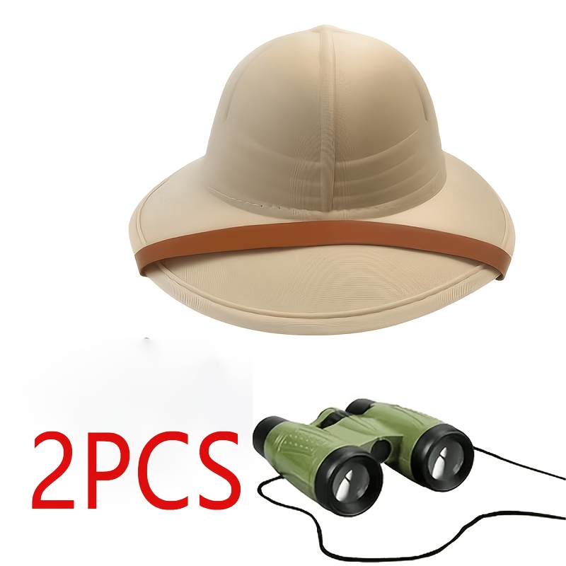 TEMU 2pcs Adventure Costume Accessory Set, Includes (hat, Binoculars) Unisex, Suitable For Role-playing Parties, Themed Parties, Makeup Balls, Stage