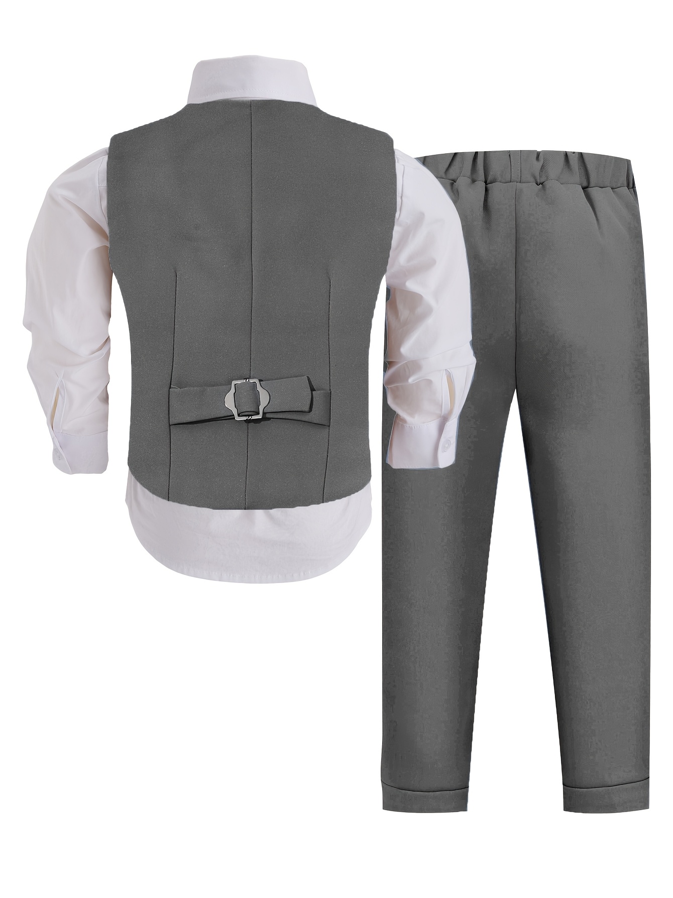 Boys' 3pcs Suit Vest Set - Elegant Blue, White & Black, Includes Jacket, Pants & Bow Tie - Perfect for Birthday Parties, Performances & Formal Event - Image 4