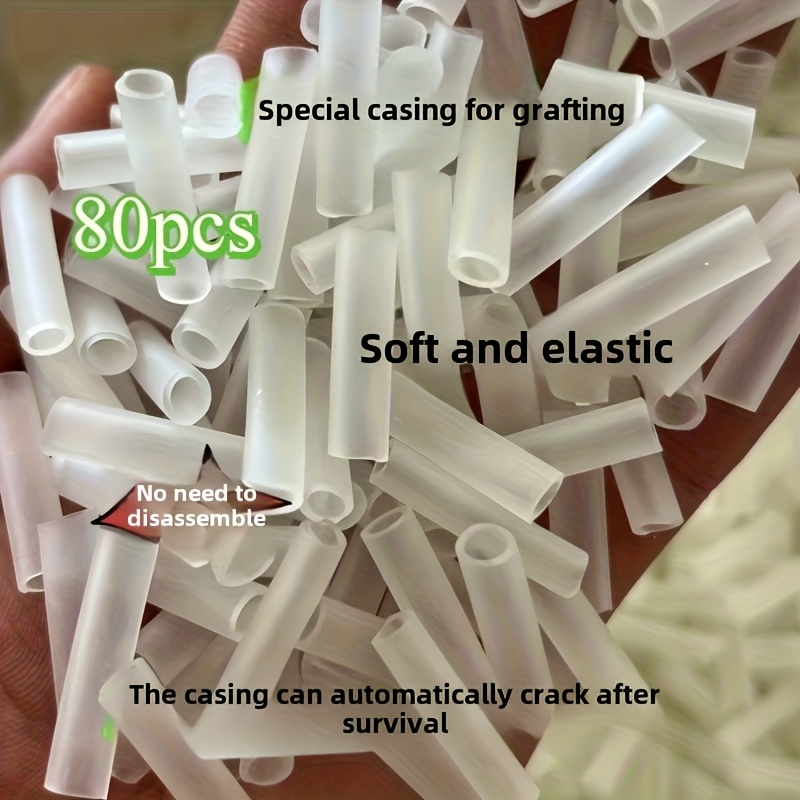 TEMU 80pcs Of New Professional Grafting Tubes For Plants, Bulb Planting Tools, Grafting Tubes For Fruit, Suitable For The Repair Of Floral And Fruit Tree Grafting, In Sizes: 3.5mm, 4mm, 4.5mm, 5mm