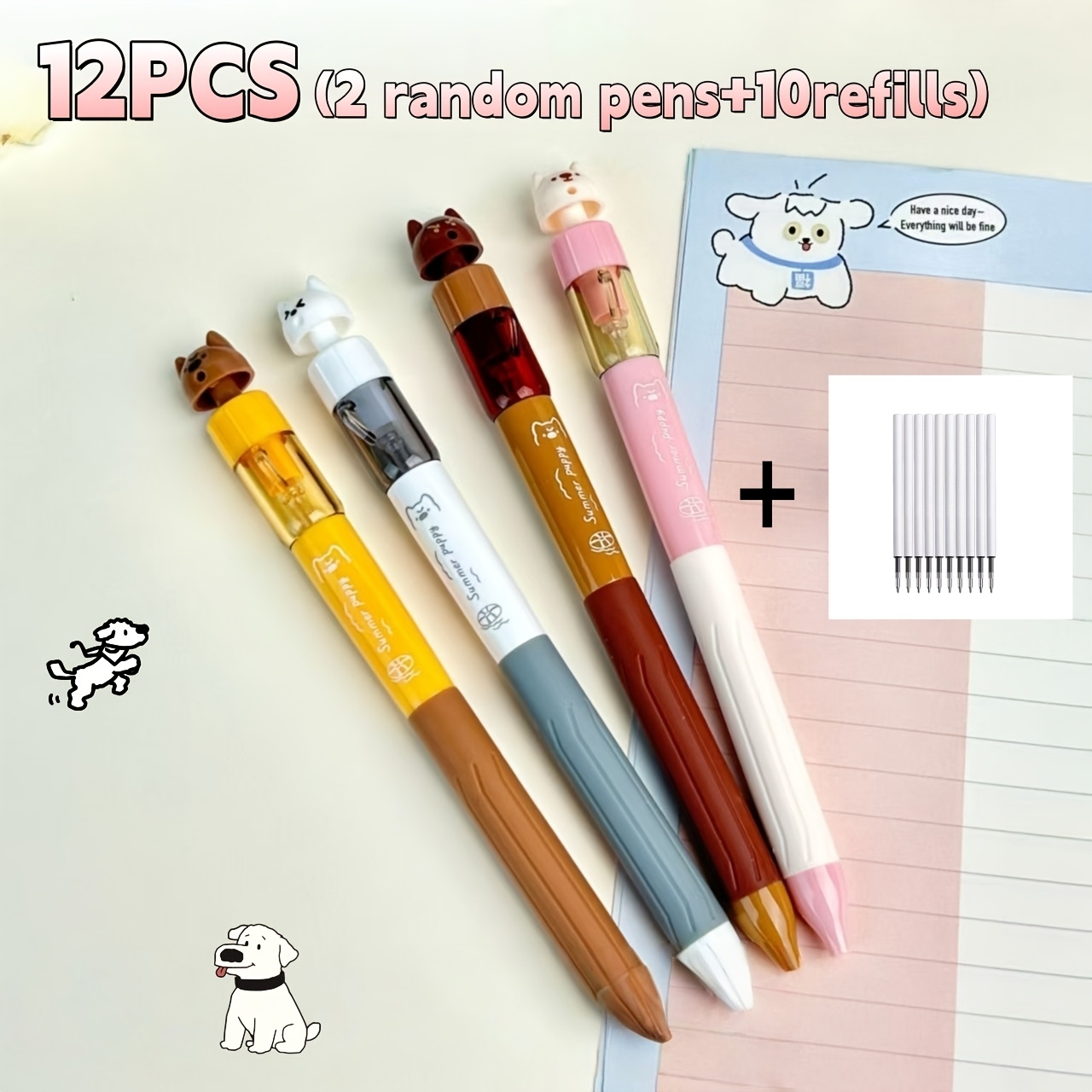 TEMU Set da 12 pezzi (2 penne casuali + 10 ricariche) / Set da 14 pezzi (4 penne + 10 ricariche) / 2 penne (casuali). Pistola ad acqua a forma di