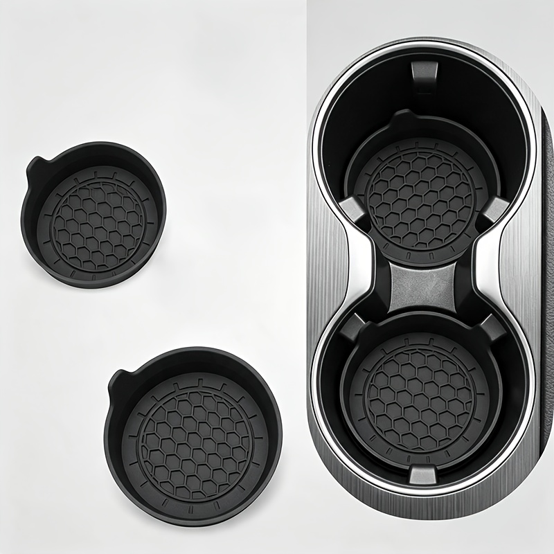 TEMU 2pcs/4pcs Honeycomb Pattern Anti-slip Car Cup Holder Coasters Pvc Cup Holder Tray Pad Car Interior Anti-slip Thickened Honeycomb Pattern Cup