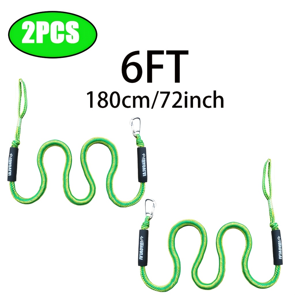 Green Vertical Stripe Bungee Dock Line, Elastic Dock Rope