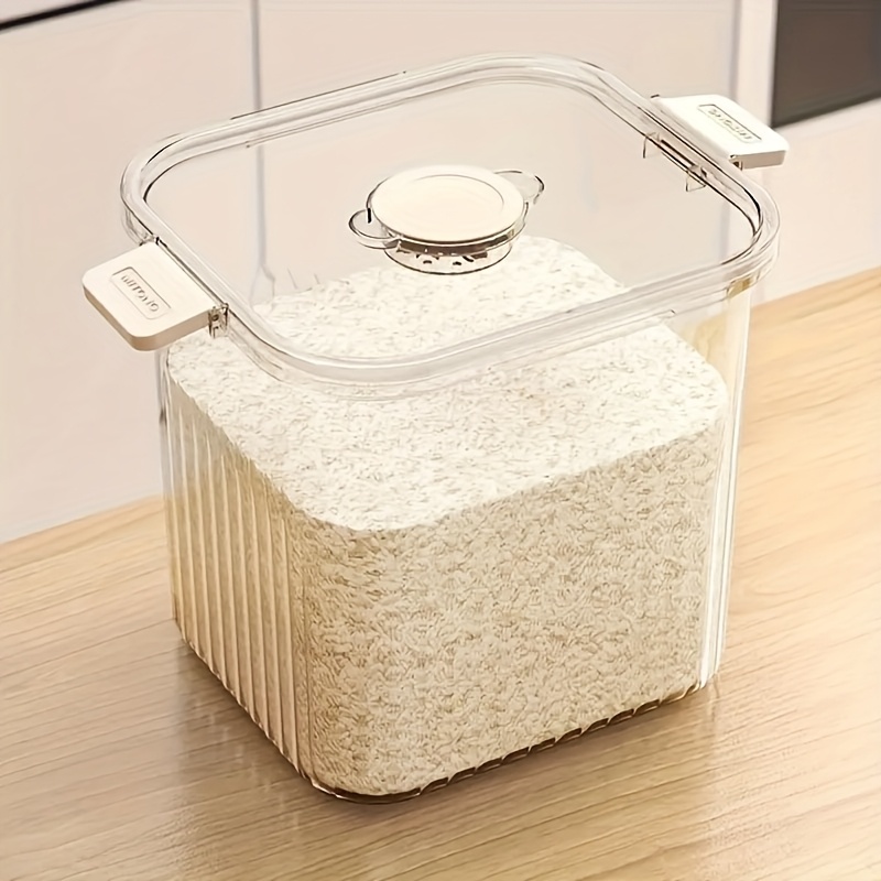 TEMU Household Rice Bucket For Moisture And Insect Prevention, Grain Ingredient Storage Bucket, Rice Bucket Box, Press Rice Cylinder, Storage Bucket,