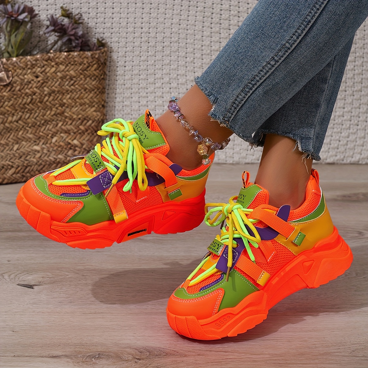 womens neon glow in dark sneakers neon purple Temu Poland