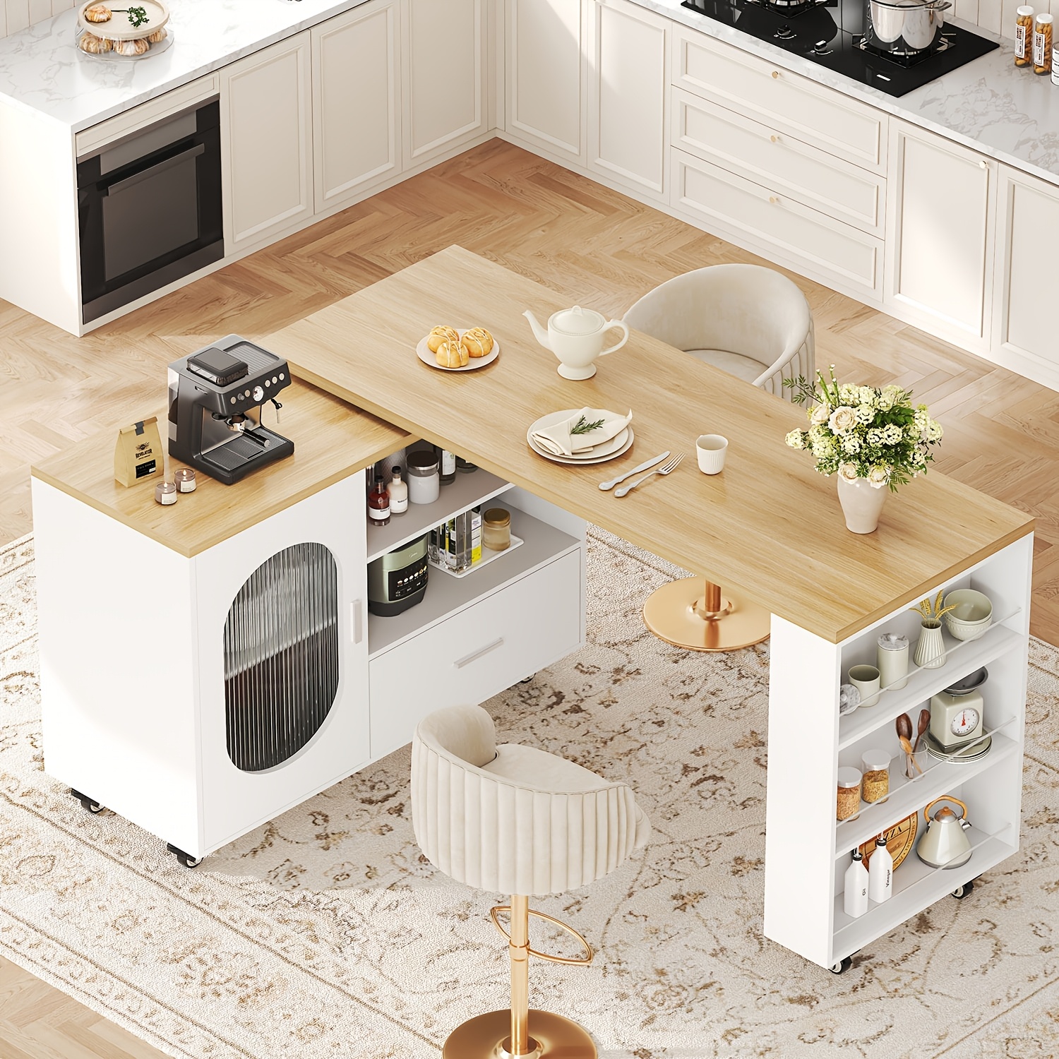 mobile kitchen island sold on Temu United States
