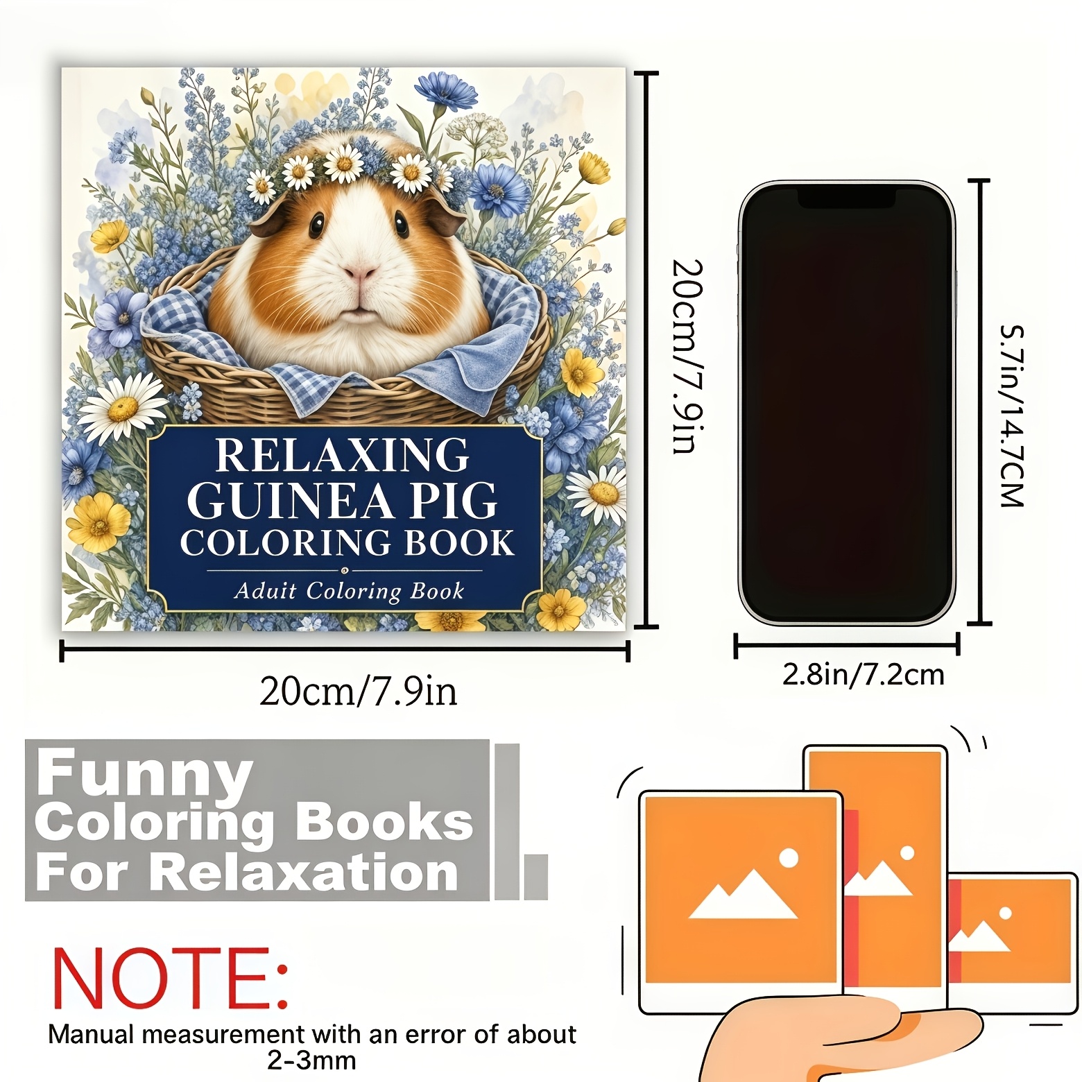 TEMU 1 19.99cm X 19.99cm Single-sided Printed Adult Coloring Book, Guinea Pig Coloring Book In A Therapeutic Style, For Relax And Relaxation, A