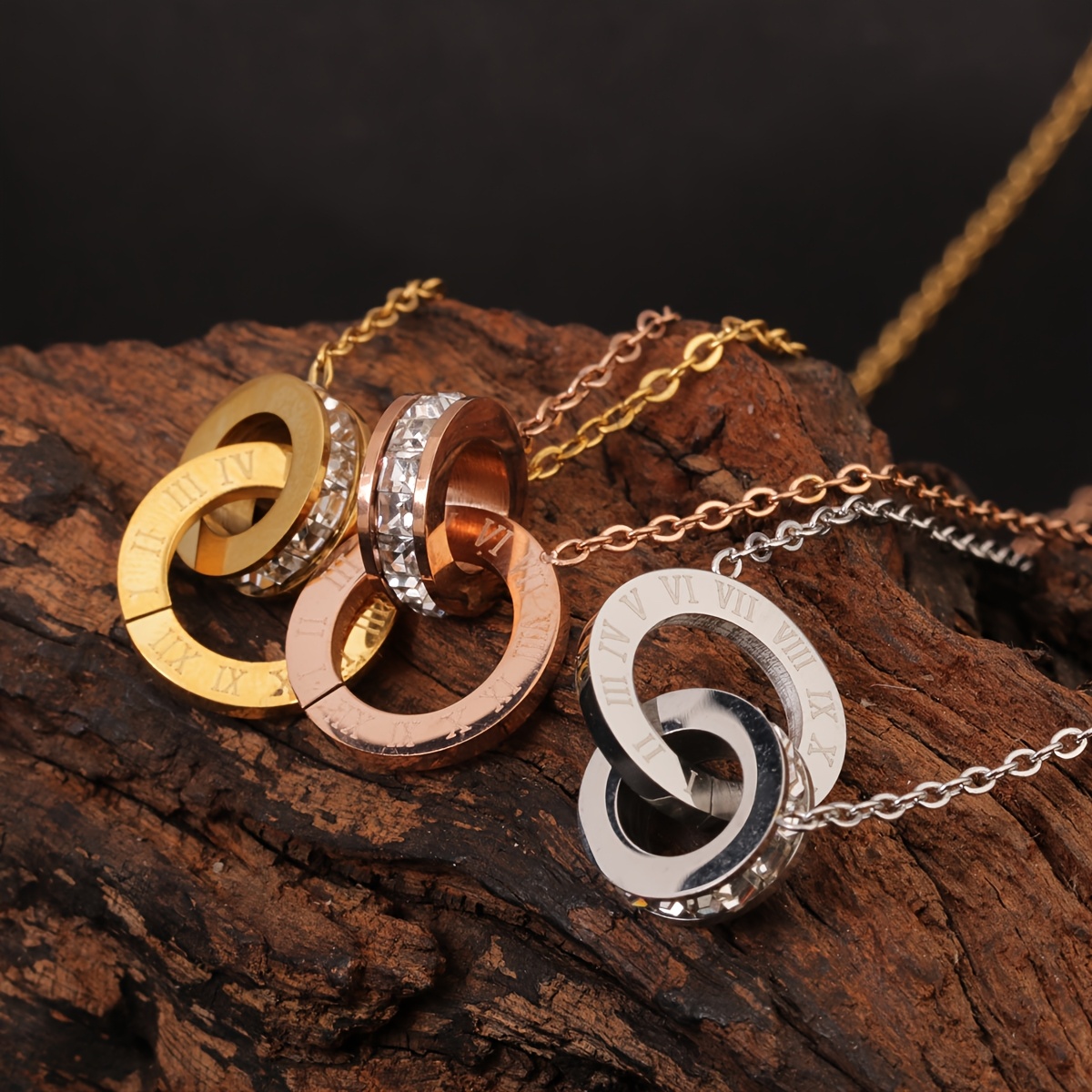 a stainless steel 18k golden plated roman     pendant with rhinestones and artificial crystals featuring a simple and     elegant and suitable for womens daily wear or parties perfect as a birthday gift or for Product details 1