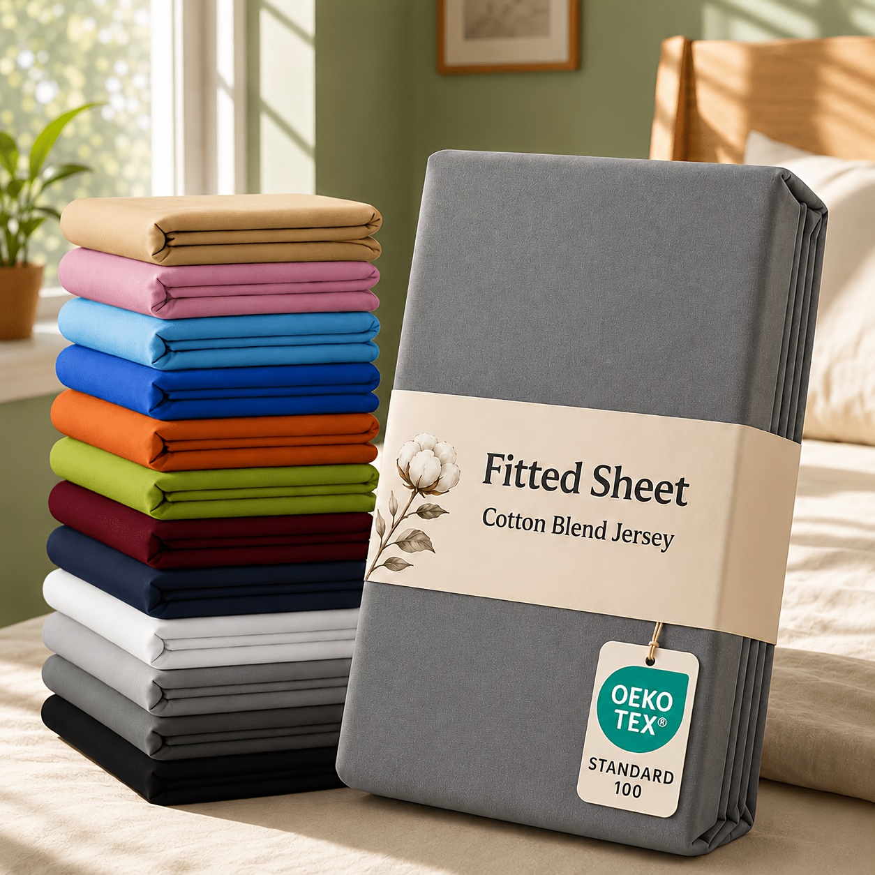 Image of Breathable Sweat-wicking Fitted Sheet, Elastic Deep Pocket Mattress Cover, Wrinkle/fade/shrink Resistant, Washable Bed Cover For Hotel Dorm, Multi Sizes & Colors