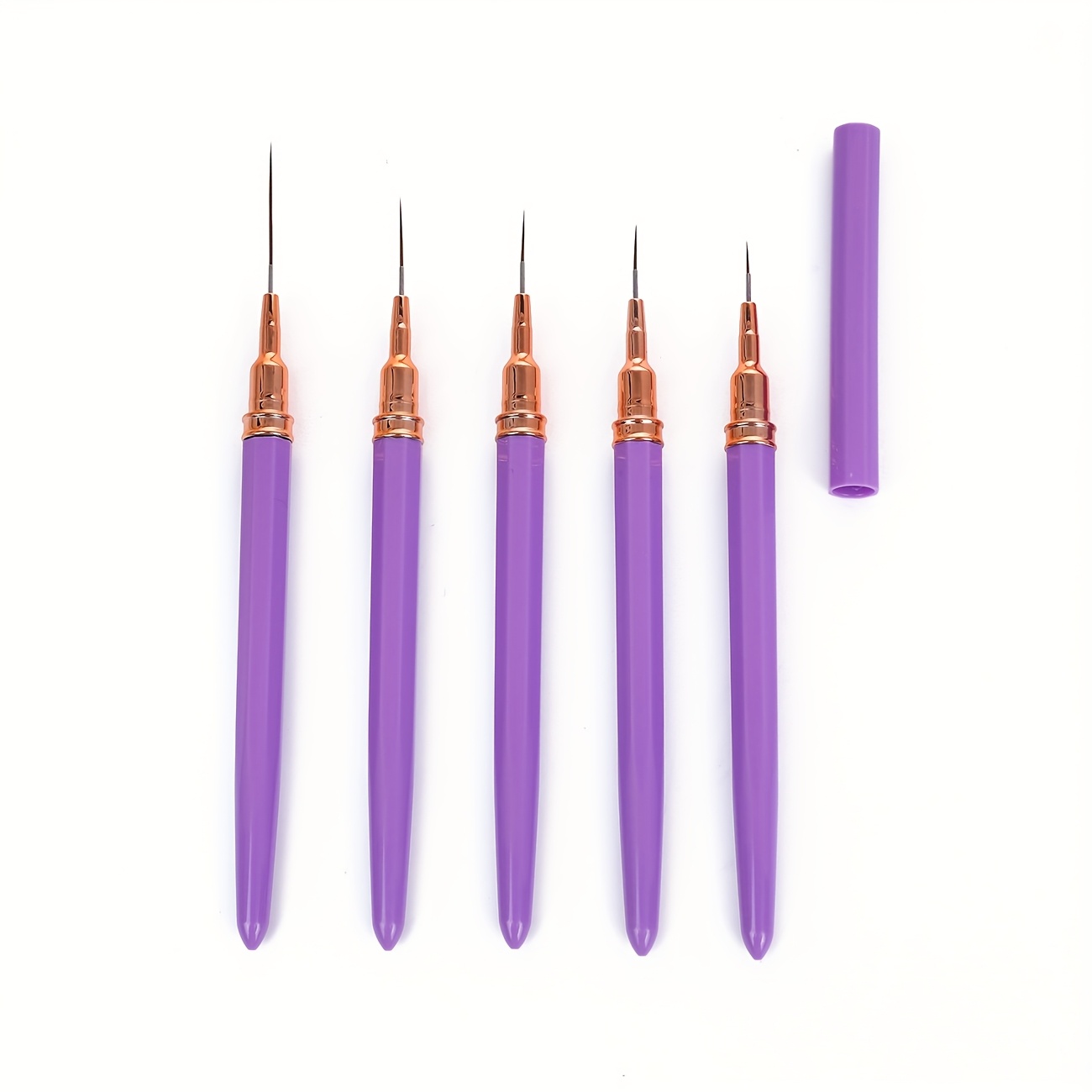 

5pcs Purple Nail Art Brush Set - Hypoallergenic, Fine Tip For Designs & Uv Gel Manicure Tools, , Drawing, Light