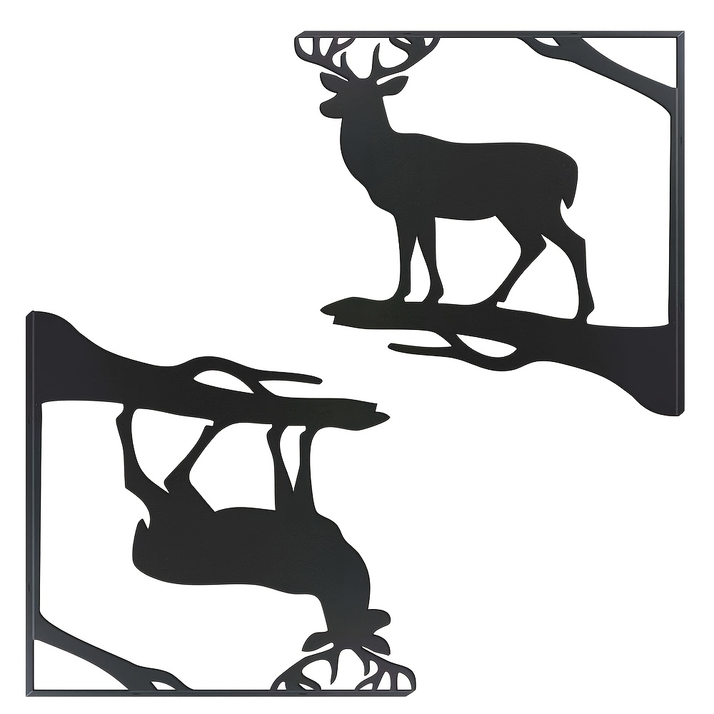 TEMU 2pcs Set Of Creative Elk Metal Shelves, With L-shaped Metal Brackets, Space-saving, Requires Wall Mounting(requires Drilling), Suitable For Home