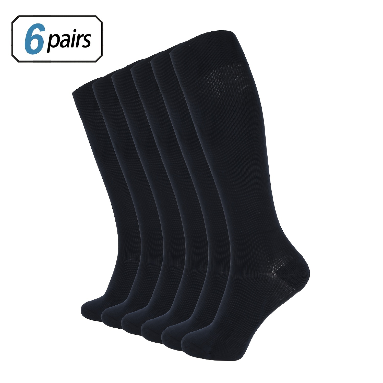 

6 Pairs Women's Bamboo Fiber Compression Knee-high Socks, Soft, Stretchy, Breathable Fabric, Reinforced Heels, Skin-friendly Comfort