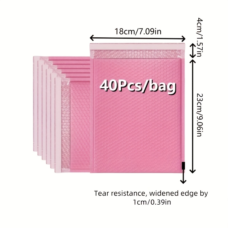 Image of 40pcs, Pink Co-extruded Film Bubble Mailers, Shipping Package Bags, Holiday Themed Foam Bags, Shockproof And, Suitable For Jewelry, Books, Phones, And Other Products' And Delivery