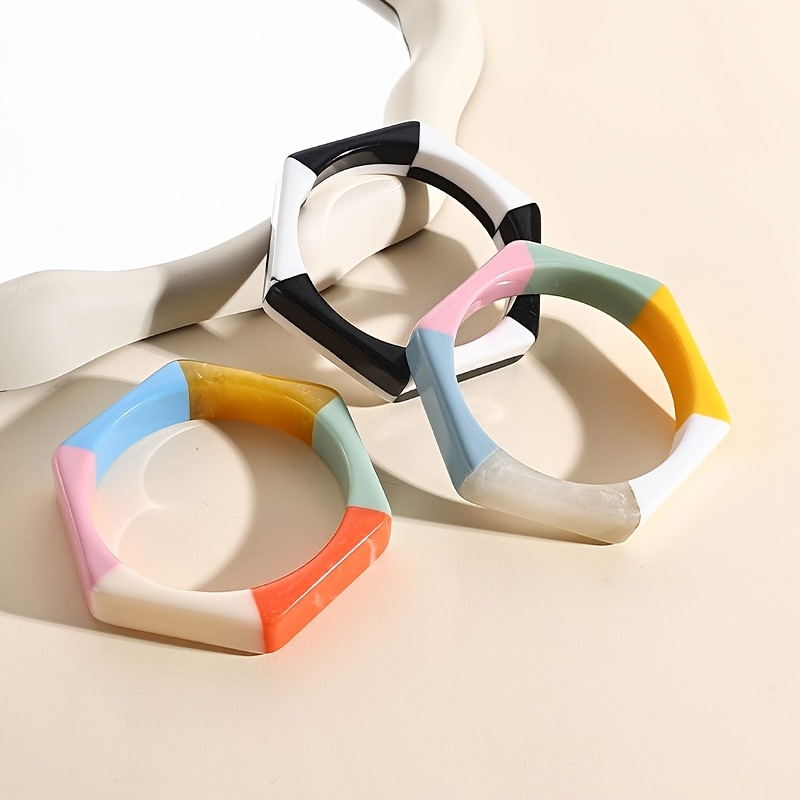 Women's Two-Tone Multi-Color Spliced Bangle Bracelet