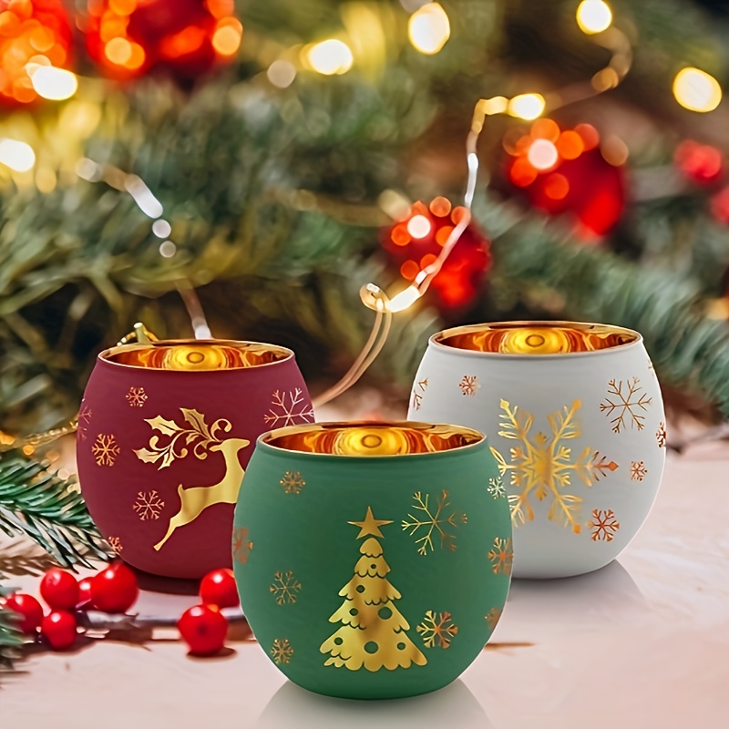 6pcs Bougeoirs Classiques Électroplaqués Gravés Translucides Vintage avec Accents Dorés - Parfaits pour Thanksgiving, Halloween, Noël, Pâques, Décoration de Table de la Saint-Valentin, Décoration de Bougeoirs