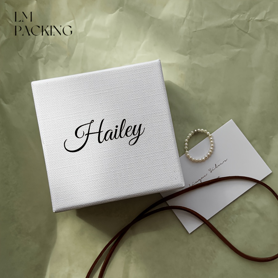 TEMU Customizable Jewelry Gift Box For Rings, Earrings, Necklaces - Personalized Text Option, Elegant Solid , Anniversaries, Weddings, Birthdays, And