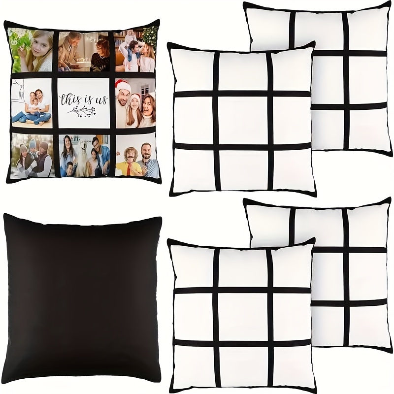 

6/12pcs, Sublimation Blank Panel Pillow Case 16inch X 16inch Diy Polyester Cushion Cover 9 Photo Panel Throw Pillowcase For Printing Sofa Couch No Pillow Insert