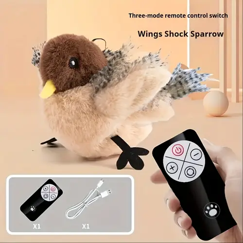 interactive remote control flying bird cat toy rechargeable battery powered with safe scratch resistant design easy to disassemble wash realistic sparrow owl shapes for indoor outdoor play toy toy durable pet toy interactive cat toy