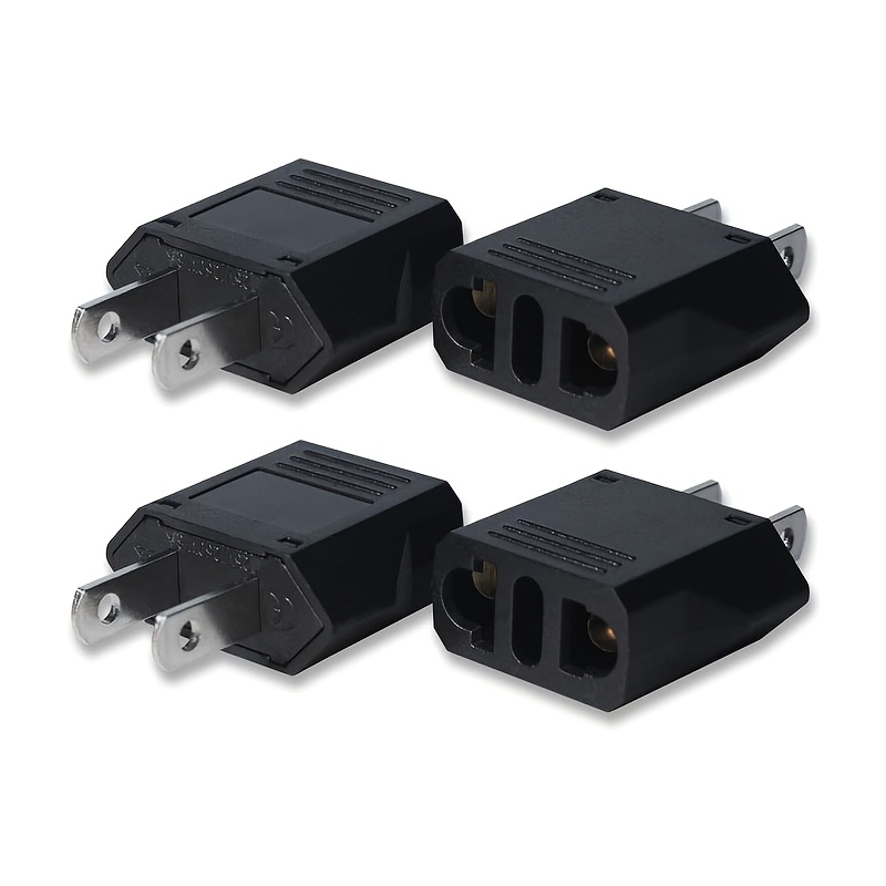 

4pcs Audeanor European To Us Plug Adapters, Converter, 110-130v Ac, Protection, Us Plug, Rectangle Shape, For American, Canada, Mexico, Japan