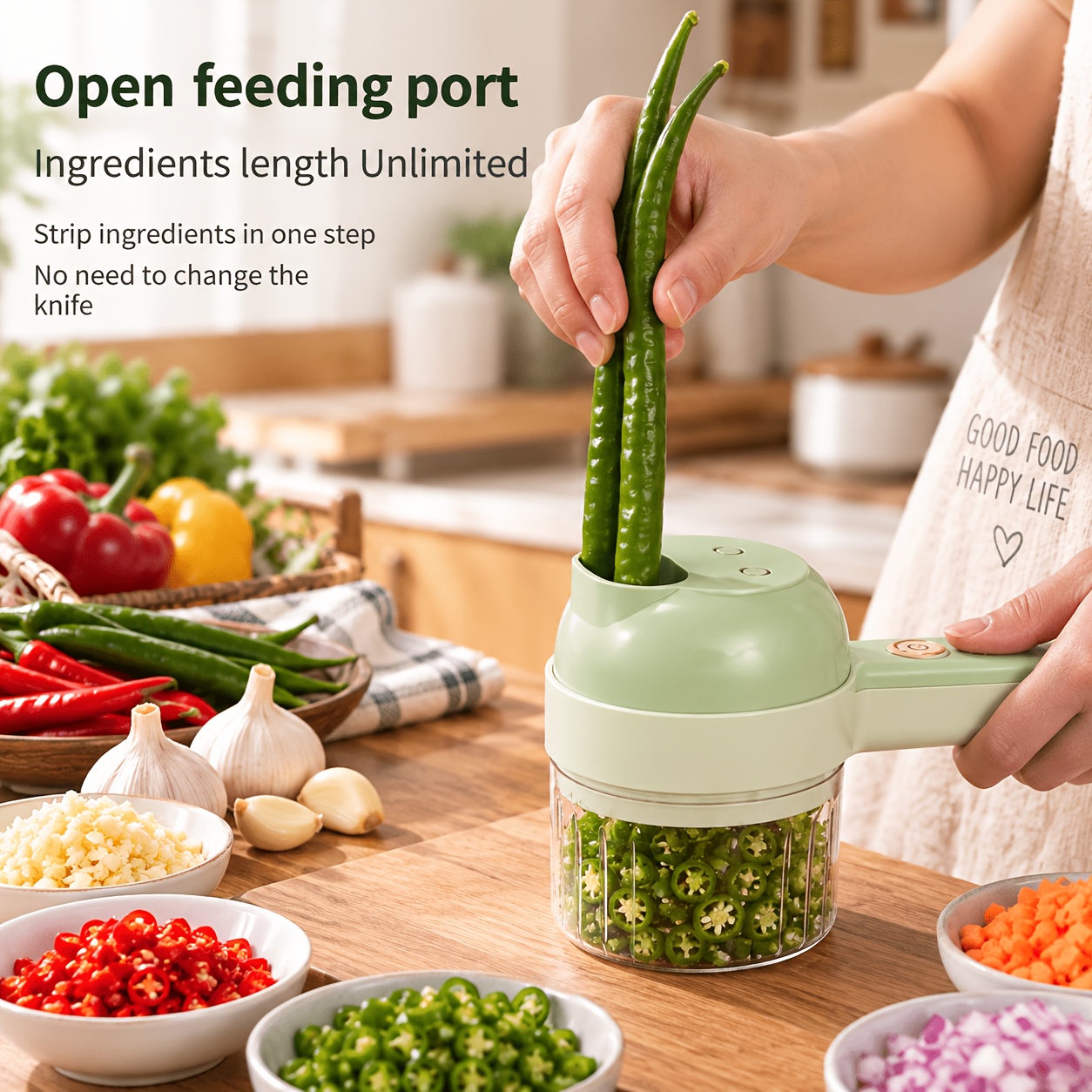 3 in 1 handheld electric kitchen tool usb rechargeable vegetable slicer multifunctional garlic chopper pot brush home vegetable cutting cleaning gadget Product details 2