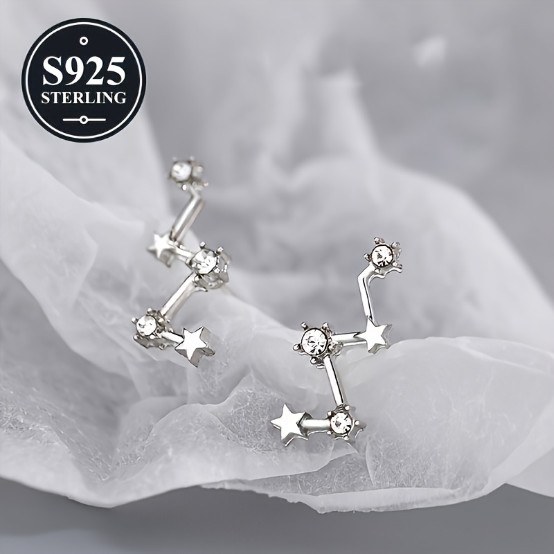 Women's 925 Hypoallergenic Star Geometric Curve Earrings