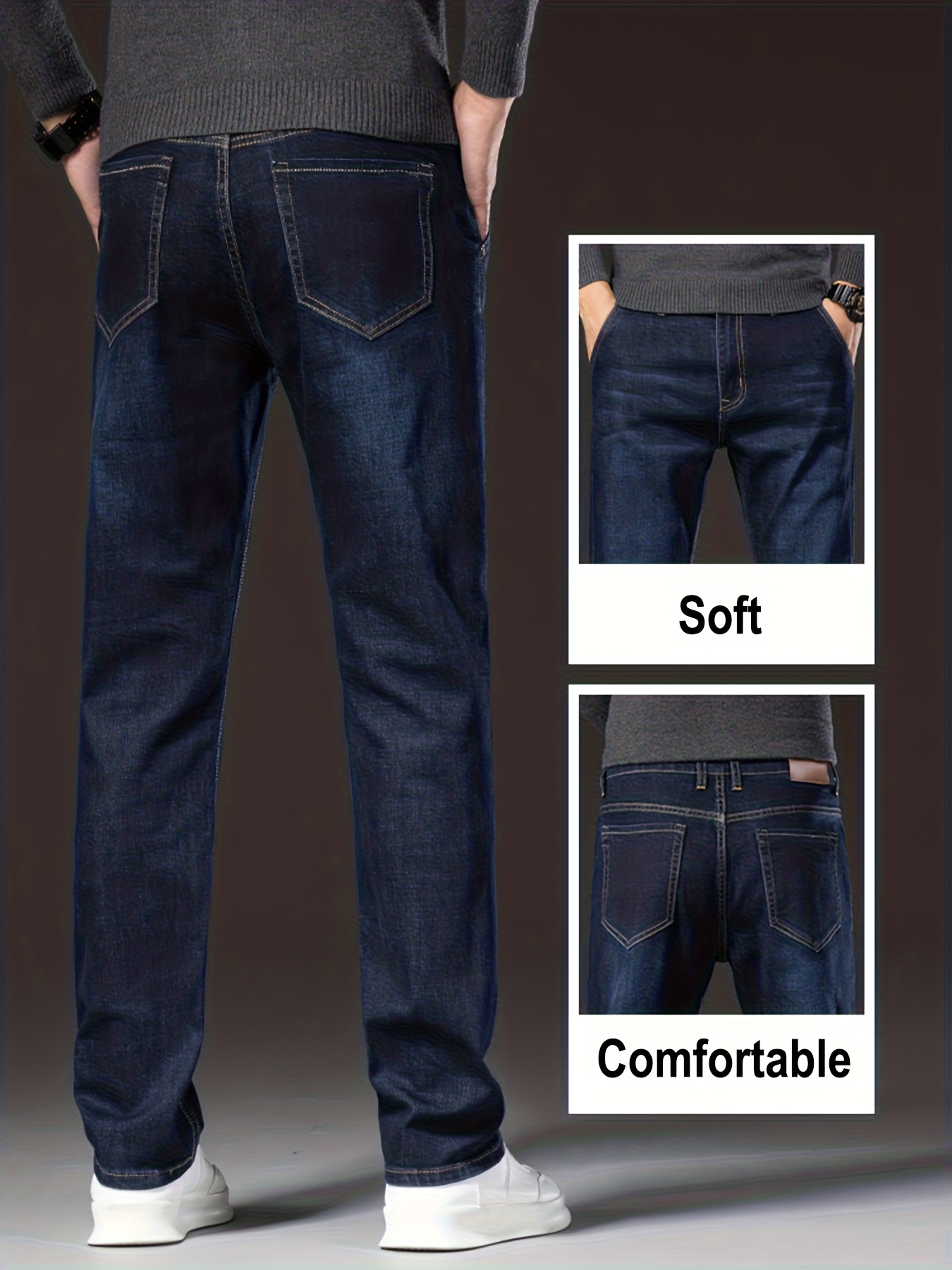 Calças Sociais Masculinas, Jeans de Corte * * * Novidade 2025, Denim  Elástico, Jeans * Fit, Denim Confortável e Elástico, Jeans Mascul, image size:800x1067