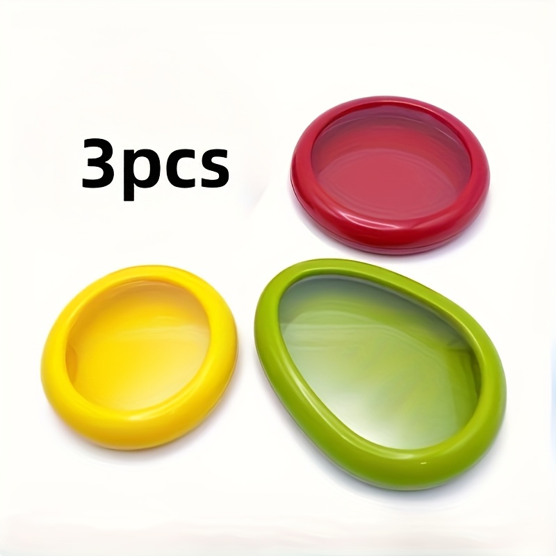 TEMU 3pcs Vegetable Storage Container Set, Reusable, Suitable For Onion, Avocado, Tomato, And Lemon Sealing Covers