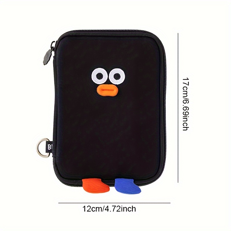 TEMU Cute Black Polyester With Multiple Compartments - Zippered Passport Holder, Card Organizer & Coin Purse