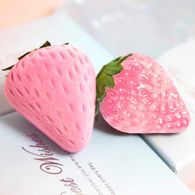 Cute Strawberry Jewelry Box for Rings, Plush Gift Packaging