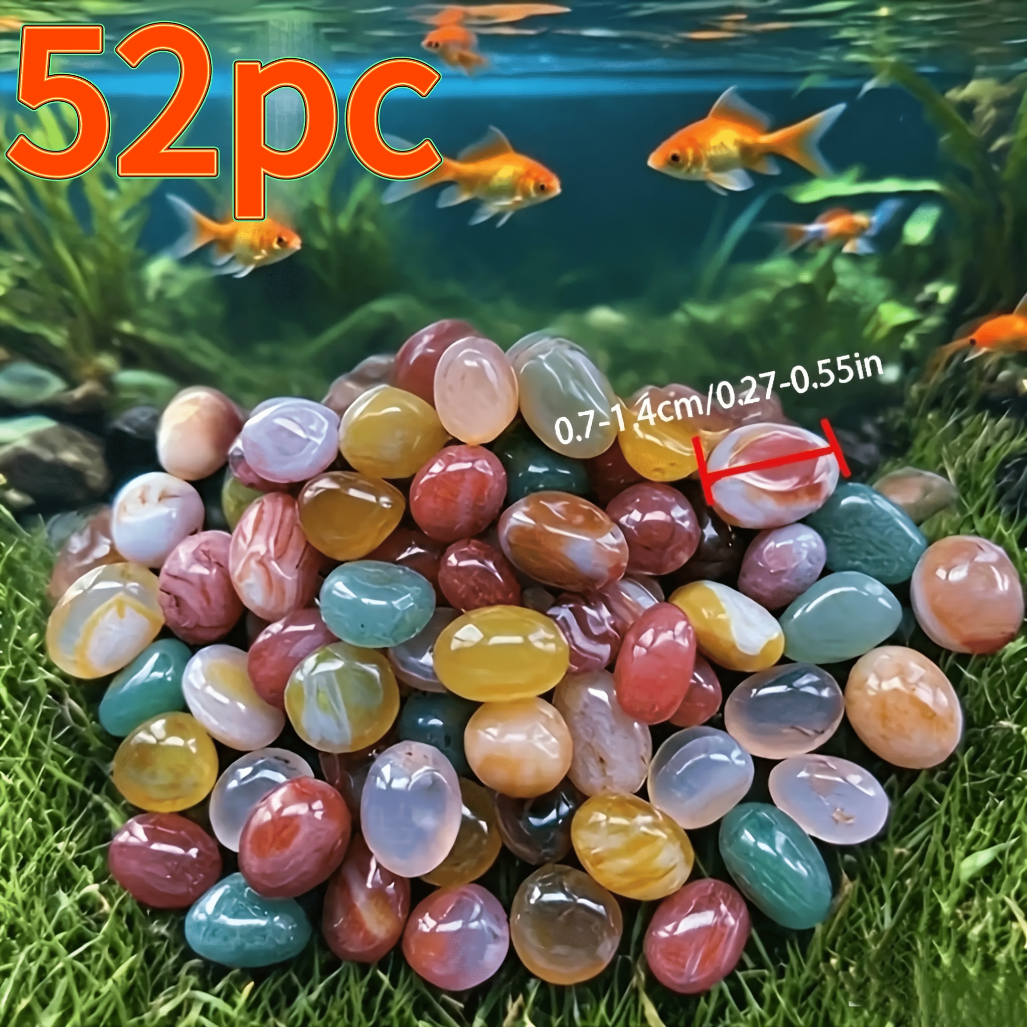 TEMU Juego de 52 piezas de piedras pulidas - Cristales naturales pulidos seleccionados a , piedras de piedra de lluvia pulida y colorida. Piedras