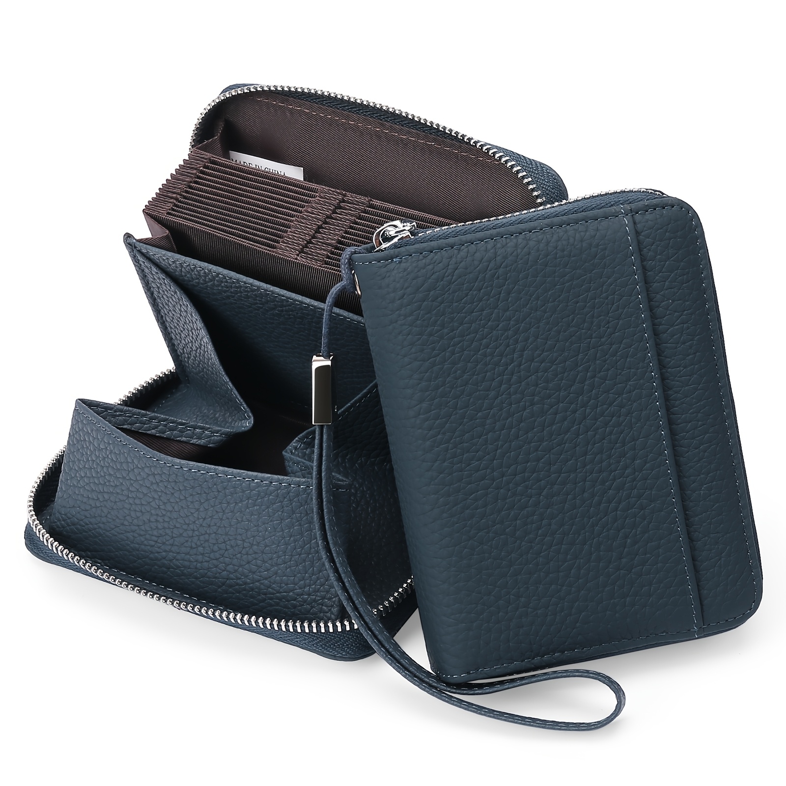 Image of Rfid Blocking Genuine Leather Wallet For Women, Accordion Style Large Capacity Credit Card Holder With 24 Slots & Coin Pocket, Wristlet Purse