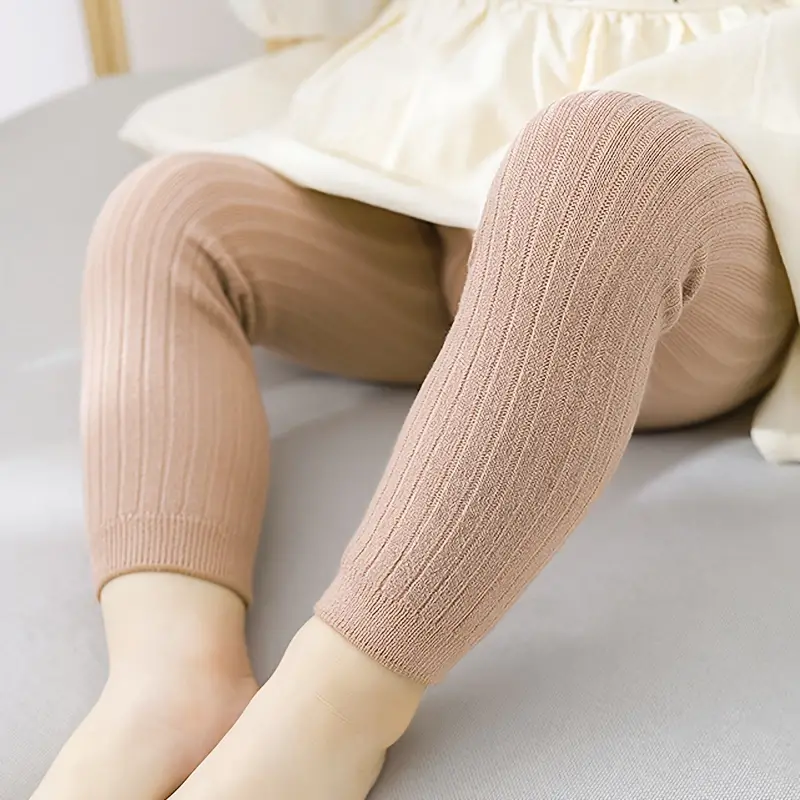 Girls Rib Knit Slim Legging Pants Cotton Blend Stretch - Temu