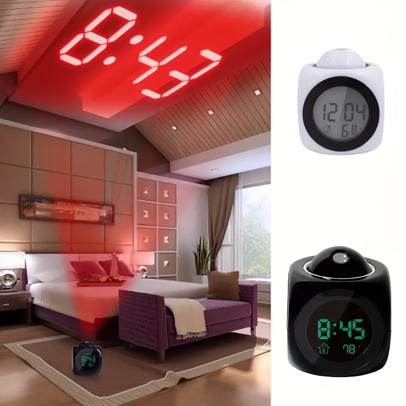 

1pc Alarm Clock With Led Display, Voice , Thermometer, , Usb Powered, Irregular Shape, Travel-alarm-clock, Includes 3 Aaa Batteries - Lcd Time Projector