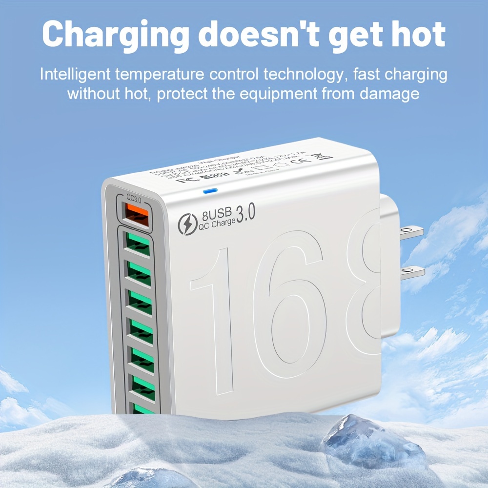 8 in 1 usb fast charging phone charger usb phone charger adapter multi plug outlet quick charger 3 0 wall charger for iphone 15 for samsung smartphone Product details 6