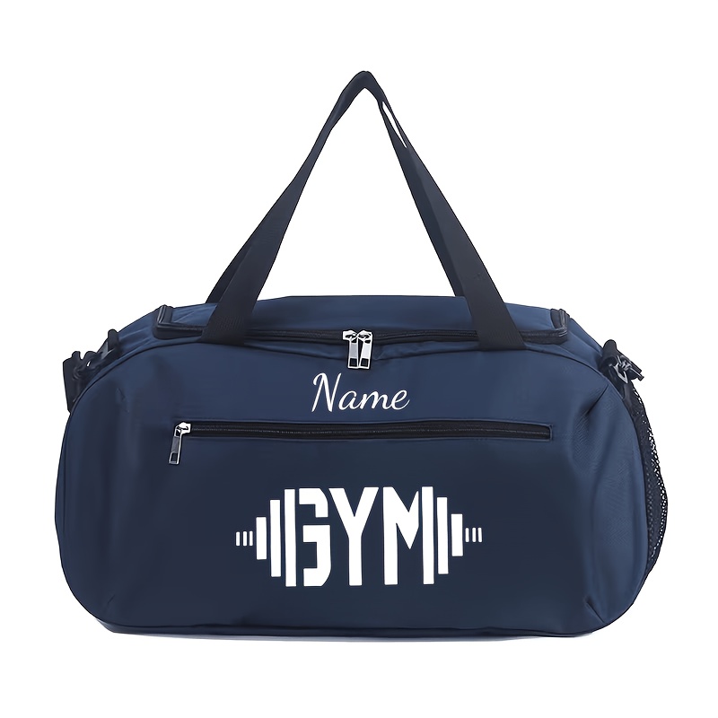 TEMU Customizable Name Gym Dumbbells Print Large-capacity Travel Luggage Handbag, Lightweight Zipper Duffel Bag, Outdoor Yoga Bag, Training Bag