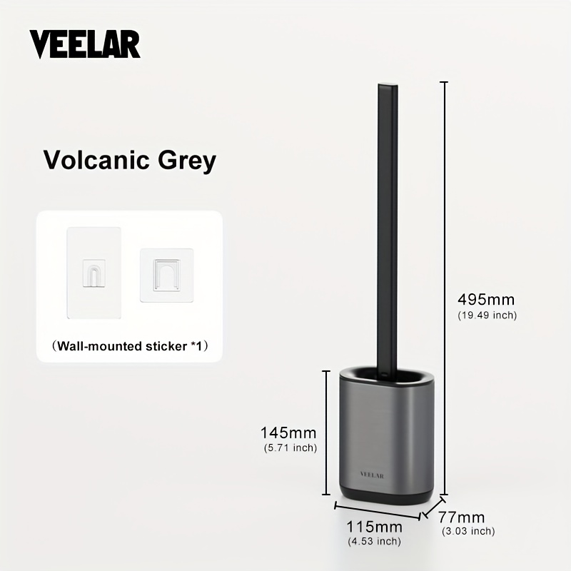 Image of Veelar Toilet Brush And Stainless Steel Holder, Toilet Brush Set With , Compact Size, Durable Bristles, Toilet Brushes & Holders For Dead