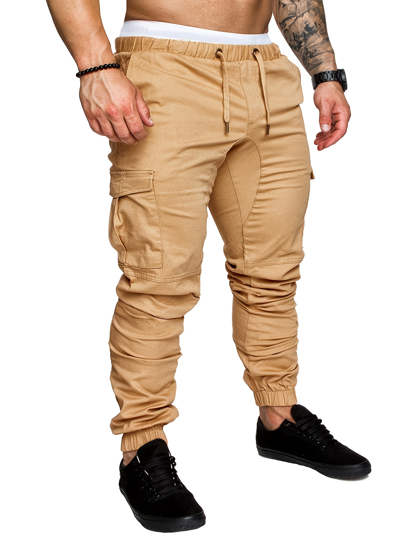 Men's Navy Blue Cotton Cargo Pants with Multiple Pockets - Casual & Outdoor Workwear for Hiking, Running, and Everyday Use, Camping Gear