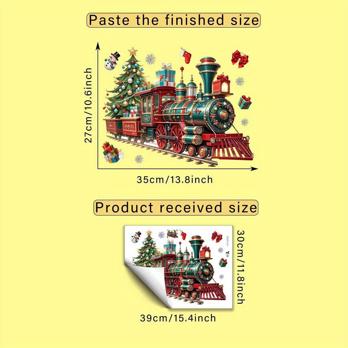 TEMU 1pc Of Christmas Train Wall Sticker Featuring A Christmas Tree, Gifts, Stockings, Snowmen, Snowflakes, And Bows, Designed For. Self-adhesive,