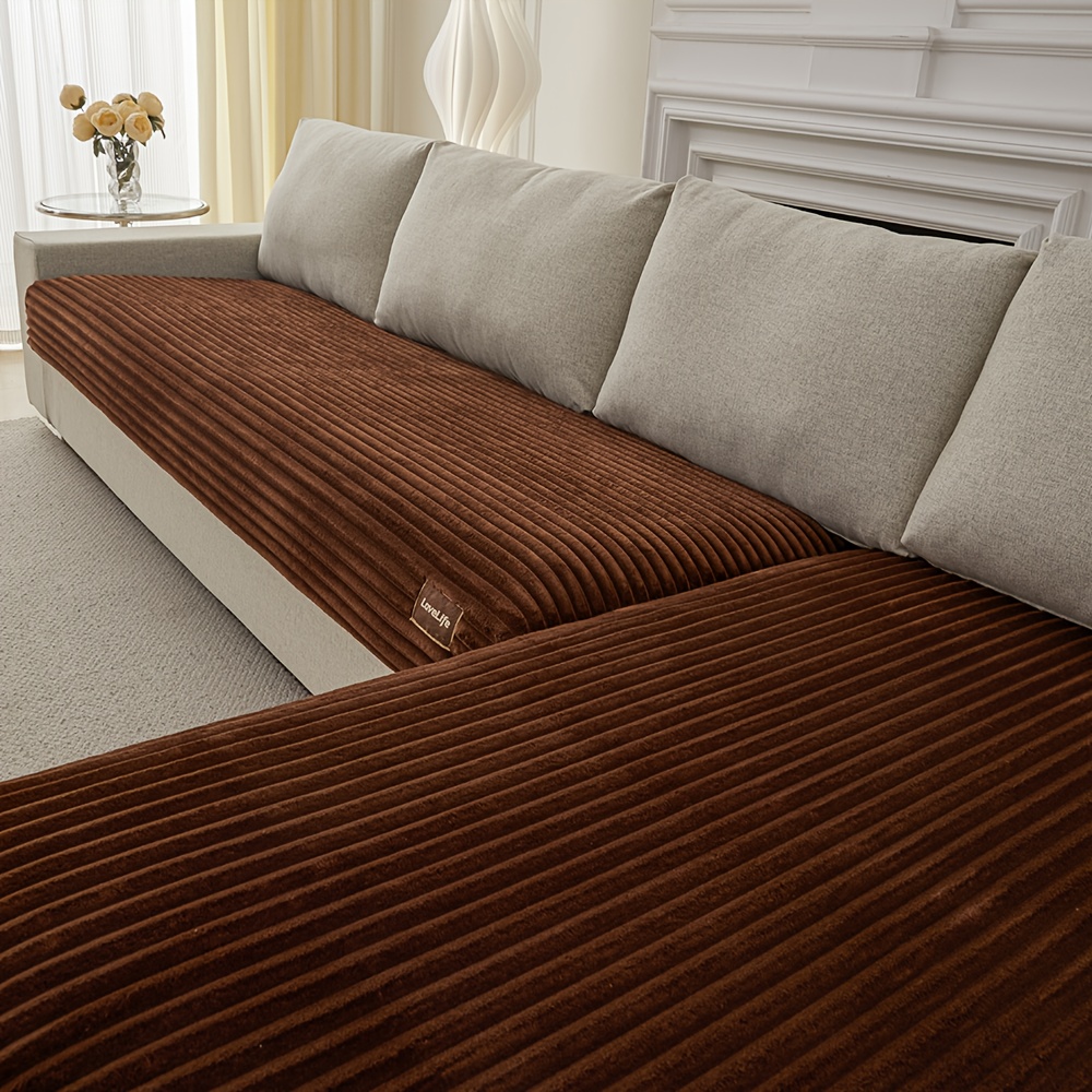 Image of Xi 2pcs Plush Sofa Covers Decoration, Comfortable Fabric, Suitable For , Non-slip Sofa Cover, Ornate Style Sofa Cover, , Dog-friendly, Machine Washable