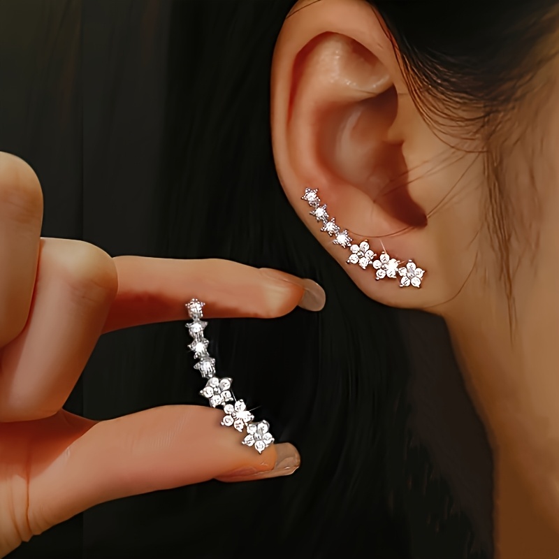 elegant floral stud earrings stainless steel - Temu Mauritius