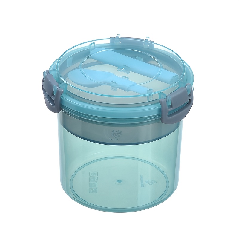 Image of 600ml/20oz Fruit Salad Yogurt Crisper Bento Box Overnight Oatmeal Cup Yogurt Cup With Divider Breakfast Box Milk Cup Soy Milk Cup With Spoon With Lid Sealed Outdoor Travel Airtight Leak Proof