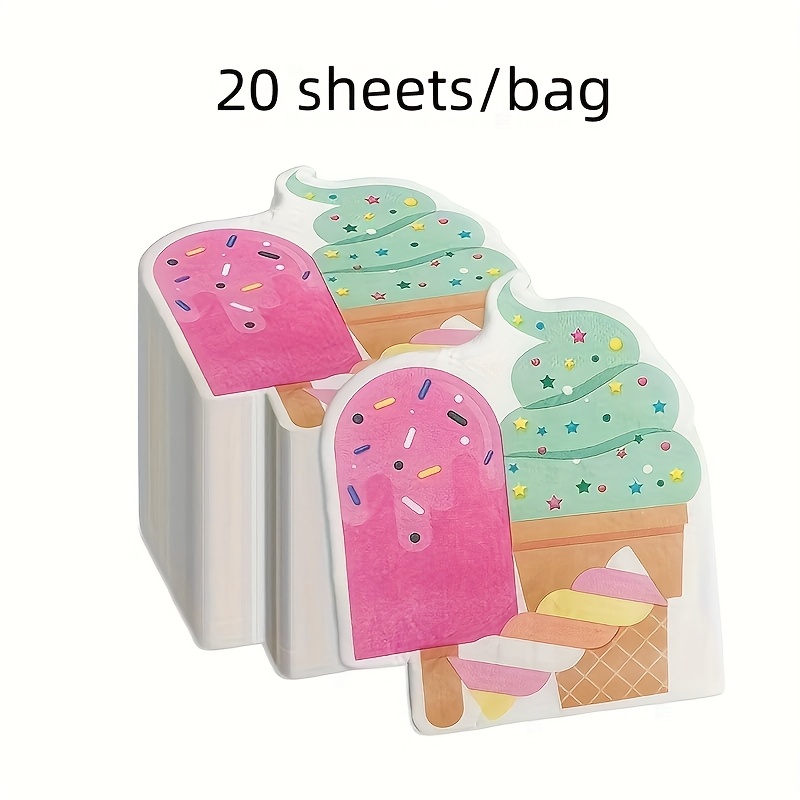E-shop 20/40 Blatt (1 Packung) Doppellagige Servietten mit Eiscreme-Druck - Sanfte Farben, für Nachmittagsteepartys, Hochzeiten, Geburtstage und